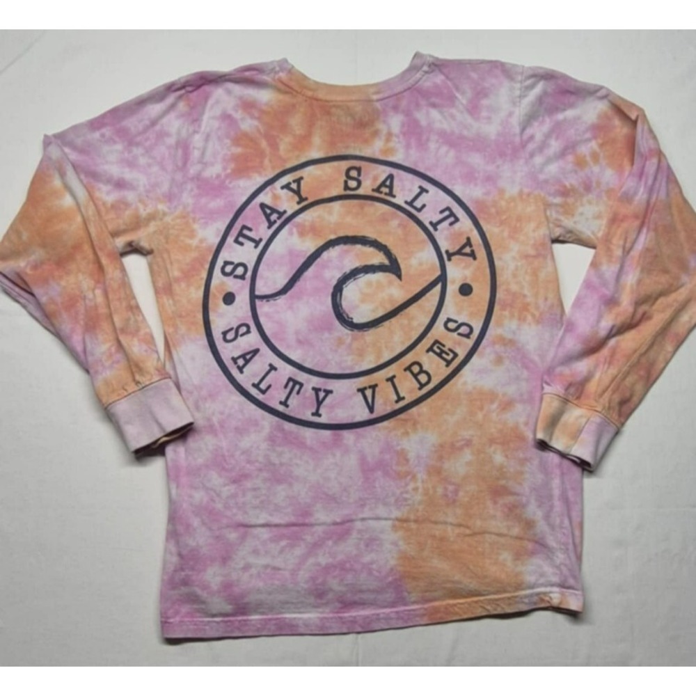 Southern Spirit women pink/orange tie dye long sleeve pocket t-shirt Stay Salty‎